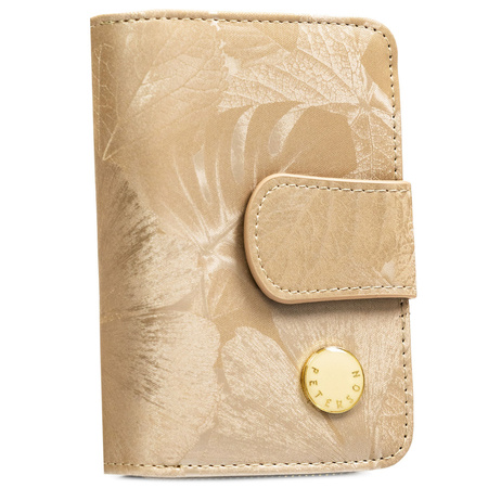 Herren-Geldbörse aus Natur- und Öko-Leder in Beige, mit Reißverschluss und Druckknopf verschließbar - Peterson