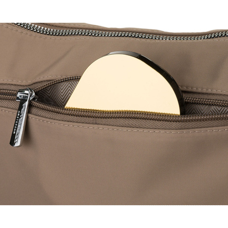 Dunkelbeige Damen-Umhängetasche aus Polyester, ein Hauptfach mit Außenfach – Peterson