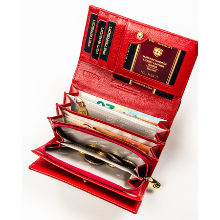 Lackierte, rote Damen-Geldbörse aus Leder mit Druckknopfverschluss - Peterson