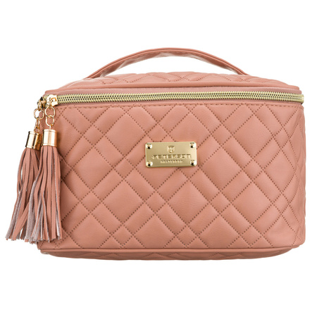 Rosa gesteppte Kosmetiktasche aus synthetischem Stoff mit Reißverschluss – Peterson