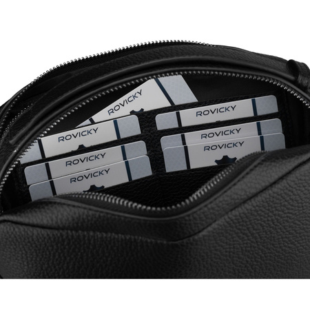 Elegante Herren-Handgelenktasche aus Öko-Leder in Schwarz mit Reißverschluss - Rovicky