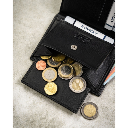 Schwarze Herren-Geldbörse aus echtem Leder mit Fahrzeugbrieffach - Rovicky
