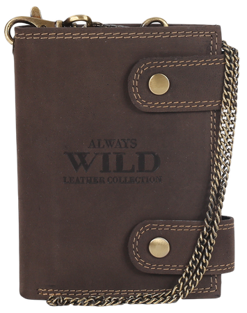 Attraktive Herren Geldbörse aus Leder mit Messingkette – Always Wild