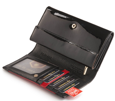 Schwarz-rote Damen Geldbörse aus Echtleder mit Akzent – Peterson