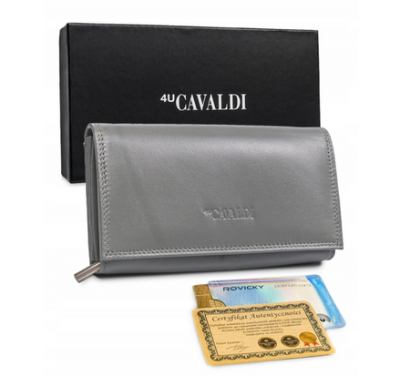 Große Damen Geldbörse aus Leder mit Druckknopf – 4U Cavaldi