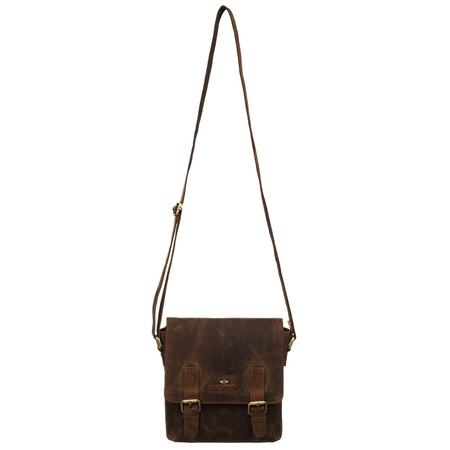 Klassische Herren Umhängetasche aus echtem Leder in Braun – Peterson