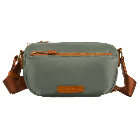 Damen Umhängetasche aus Nylon in Grün-Braun mit verstellbarem Riemen – Peterson