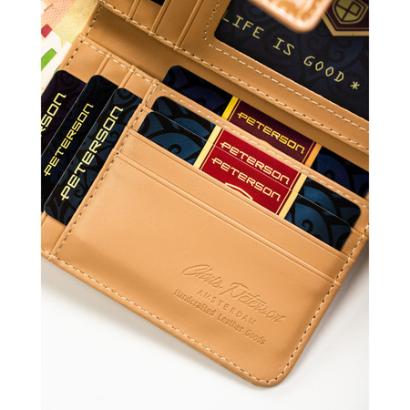 Beige Damen-Geldbörse aus Öko-Leder mit Krokodilhaut-Prägung, mit Druckknopf und Reißverschluss verschließbar - Peterson