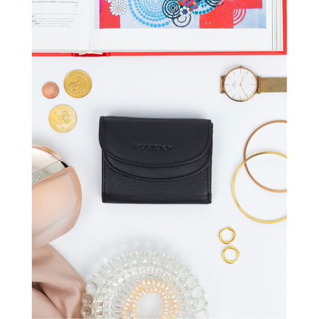 Elegante, kleine Damen-Geldbörse mit Druckknopf aus Leder – Rovicky