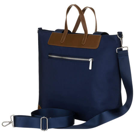Große, marineblaue Damen-Shopper-Tasche, einteilig, mit Griffen und abnehmbarem Gürtel - Peterson