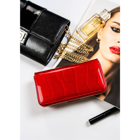 Vertikale Damen Geldbörse aus Leder mit Druckknopf und Reißverschluss – Peterson