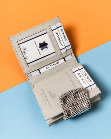 Damen Geldbörse mit Druckknopf und Bügelverschluss aus glänzendem Leder – Lorenti