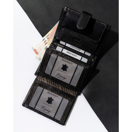 Kompakte Herren Geldbörse für Karten aus Echtleder – Rovicky