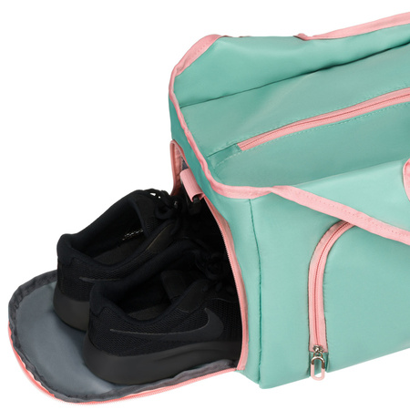 Minz-rosa Wochenend-Reisetasche mit einem Thermofach für Schuhe – Peterson