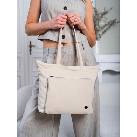 Geräumige Damen Shopper aus Polyester in Beige mit einem Hauptfach – Peterson