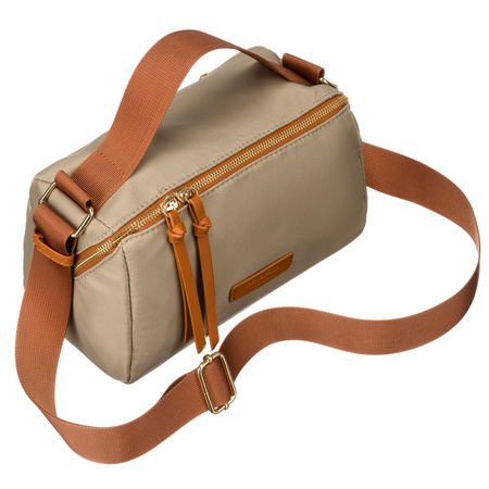 Städtische Umhängetasche aus Nylon und Öko-Leder in Khaki und Braun – Peterson