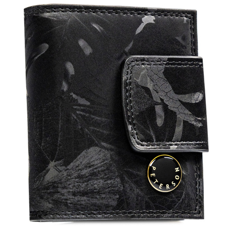 Kleine Damen-Geldbörse in Schwarz mit Bügelverschluss und Druckknopf – Peterson