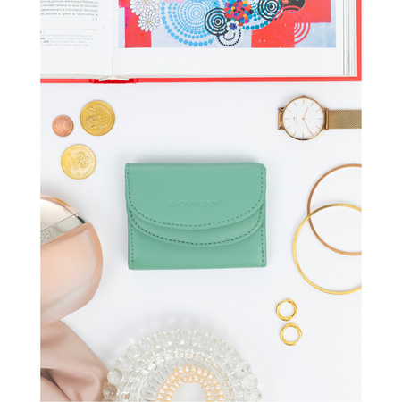 Eleganter, kleiner Damen Geldbörse mit Druckknopf aus echtem Leder – Rovicky