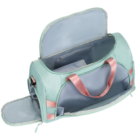 Grün-Rosa Wochenendtasche mit Koffergurt und Außentasche – Peterson