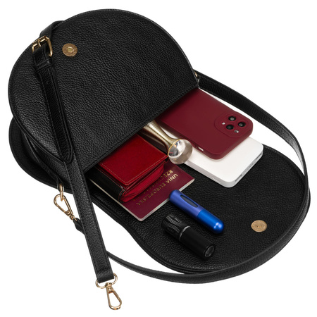 Klassische Damen-Umhängetasche aus Öko-Leder in Schwarz – Peterson