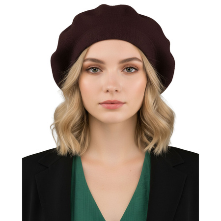 Braunes, universelles Damen-Barett aus Acryl – Rovicky