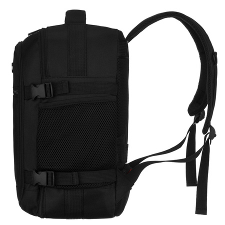 Reise-Rucksack aus Polyester in Schwarz, zweifach unterteilt und ideal als Handgepäck - Peterson