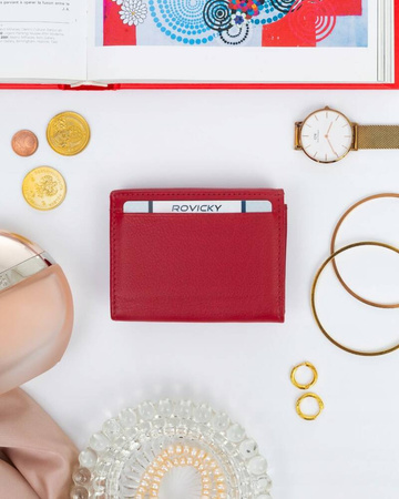 Elegante, kleine Damen-Geldbörse mit Druckknopf aus Leder – Rovicky