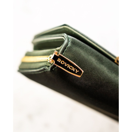 Damen-Geldbörse aus Öko-Leder in Grün, mit Druckverschluss - Rovicky