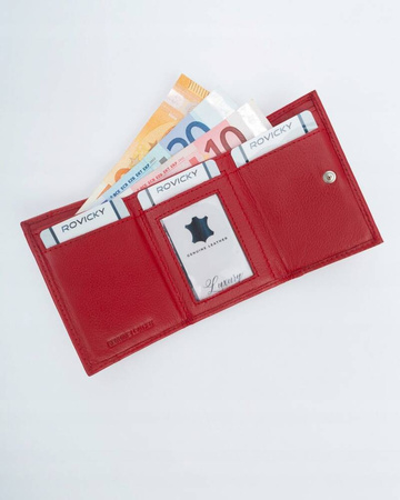 Kleine Damen Geldbörse mit Druckknopf aus echtem Leder – Rovicky
