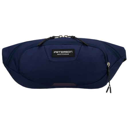 Dunkelblaue, sportliche Bauchtasche aus Polyester mit Reißverschluss – Peterson
