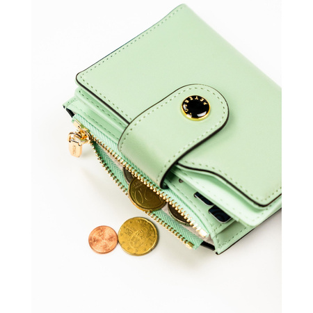Grüne Damen-Geldbörse aus Öko-Leder mit Reißverschluss und Druckknopf – Peterson