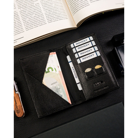 Reisepass- und Kartenetui schwarz aus Leder ohne Verschluss – 4U Cavaldi
