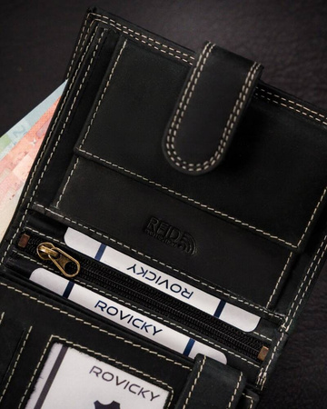 Klassische, große Herren Geldbörse aus echtem Leder mit Druckknopf – Always Wild