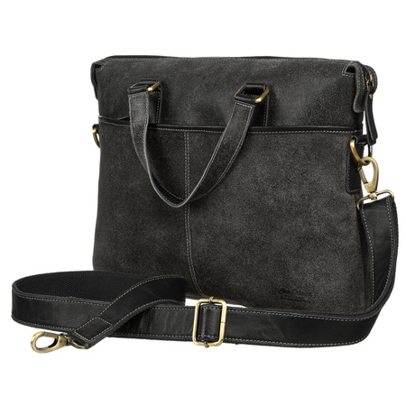 Schwarze Herren Aktentasche aus Leder mit Laptopfach – Peterson