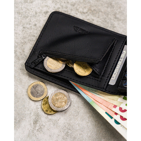 Schwarze Herren Geldbörse im Querformat aus Öko-Leder – Peterson