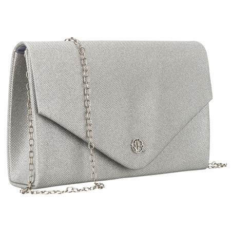 Brokat-Damen-Clutch in Silberfarbe an einer eleganten Kette hängend - Rovicky