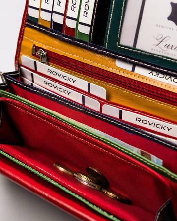 Große Damen Geldbörse aus Leder mit Druckknopf – Rovicky