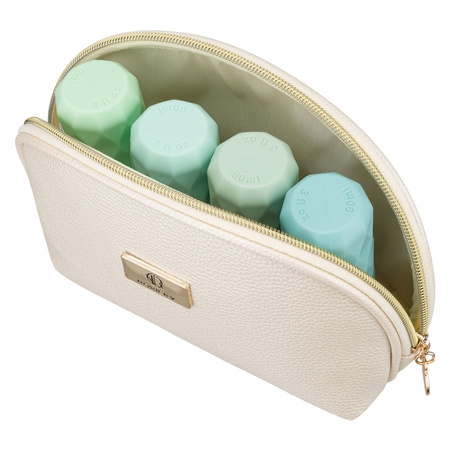 Beige Kosmetiktasche aus Öko-Leder, ein Fach, mit Reißverschluss – Rovicky