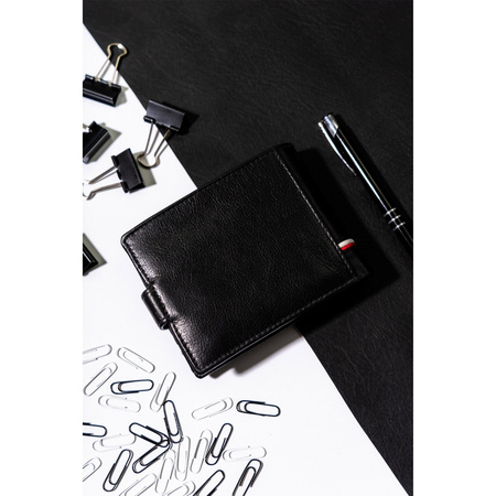 Schwarze Herren Geldbörse aus Leder mit RFID-Schutz – Rovicky