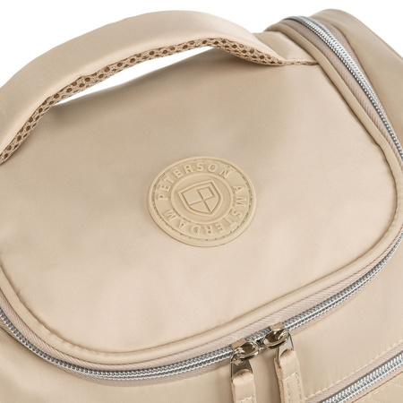 Praktische Reise-Kosmetiktasche aus synthetischem Stoff in Beige - Peterson