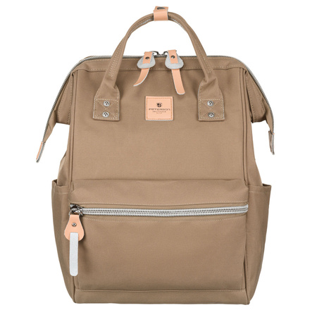 Reisefreundlicher Damen Rucksack aus Polyester in Dunkelbeige mit Laptopfach – Peterson