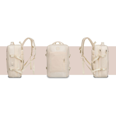 Praktischer Reise-Rucksack in Ecru, ausgestattet mit einem Netzfach und Kompressionsriemen – Peterson