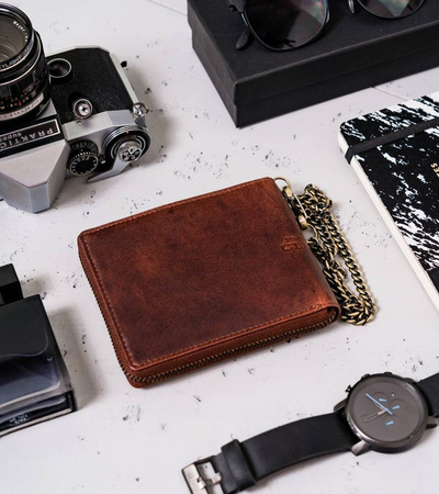 Große Herren Geldbörse aus Leder mit Kette – Peterson