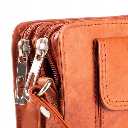 Zweifach unterteilte Herren Handgelenktasche aus Echtleder