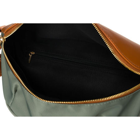 Damen Gürteltasche aus Nylon und Öko-Leder in Grün-Braun mit verstellbarem Gurt – Peterson