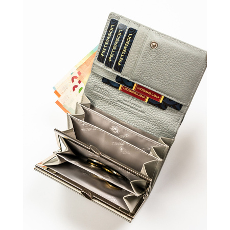 Mittelgroße Damen Geldbörse aus Kunst- und Echtleder in Weiß – Peterson