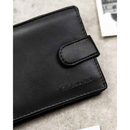 Geschenkset: Herren-Geldbörse, schwarze Herren-Geldbörse aus Öko-Leder und Schlüsselanhänger - Rovicky