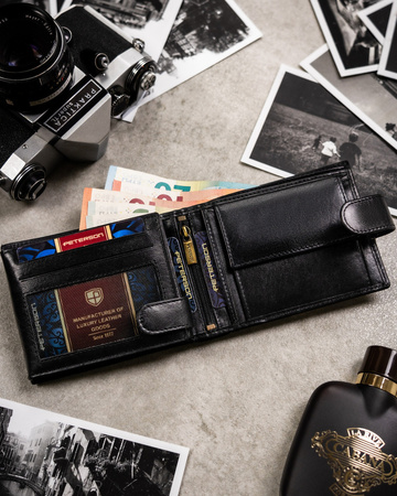 Geschenkset: Elegante Herren Geldbörse aus Leder, Kartenetui und Schlüsselanhänger – Peterson