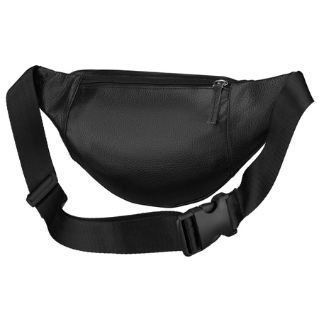 Schwarze, aus Leder Damen-Gürteltasche mit Reißverschluss - Rovicky