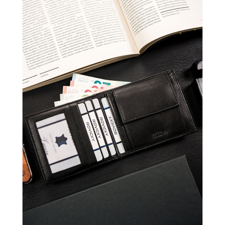 Horizontale, schwarze Herren Geldbörse aus Leder ohne äußeren Verschluss – Ronaldo